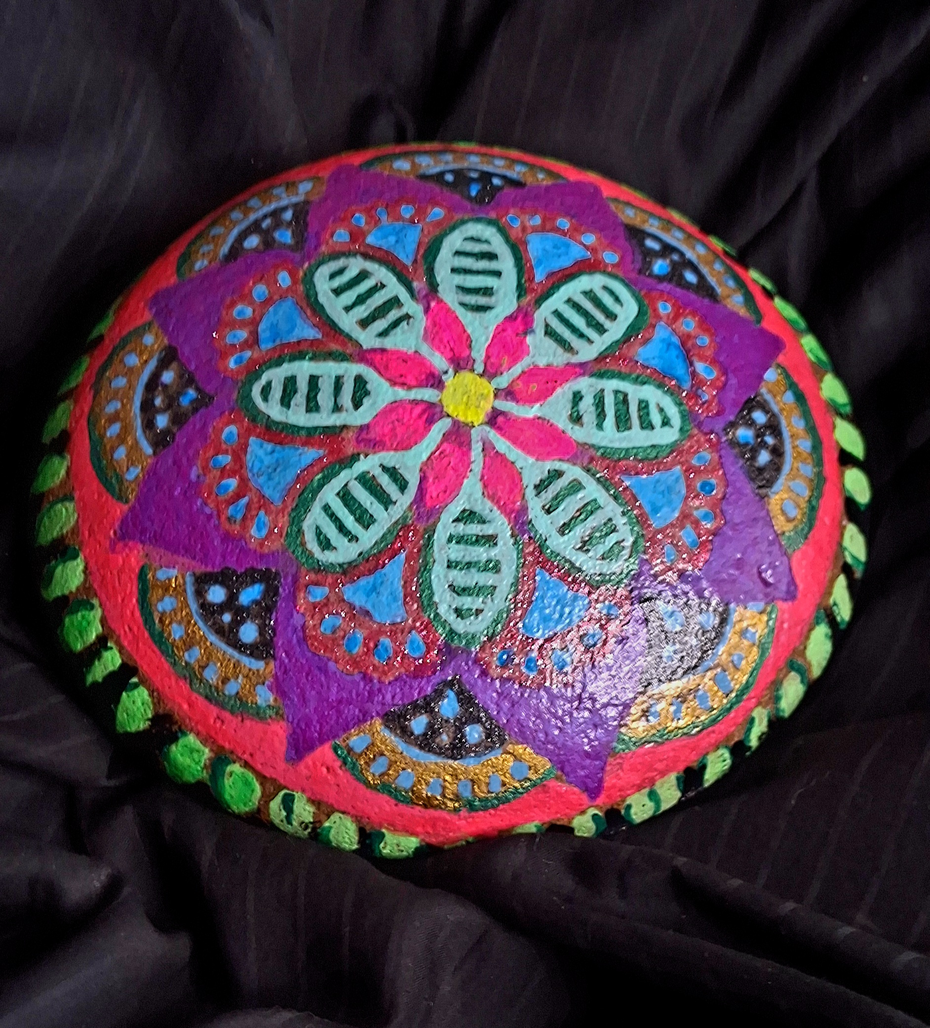 Drum Circle — acrylic on stone